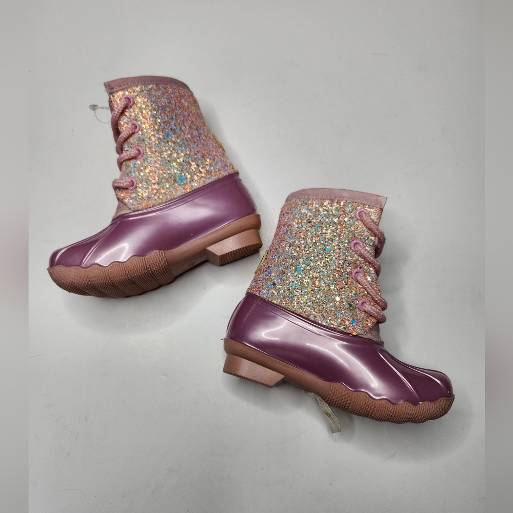 NEW Adrienne Vittadini Glittery Pink Kids Boots - Picture 5 of 9
